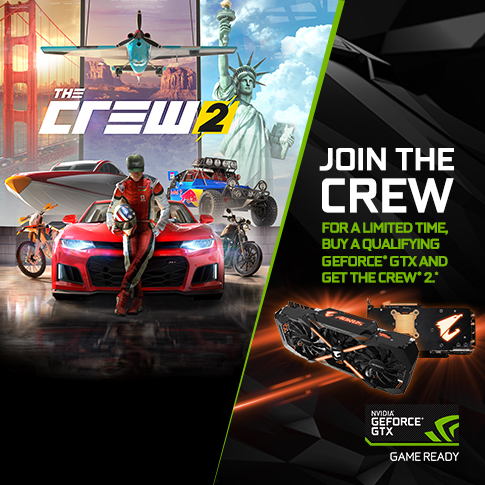 Присоединяйся к команде, покупай участвующие в акции GeForce® GTX и получи игру The Crew® 2 *